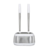 Polder Stainless-Steel Dual Bath Caddy with Toilet Brush and Plunger, White