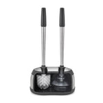 Polder Stainless-Steel Dual Bath Caddy with Toilet Brush and Plunger, Black