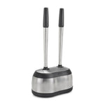 Polder Stainless-Steel Dual Bath Caddy with Toilet Brush and Plunger, Black