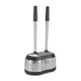 Polder Stainless-Steel Dual Bath Caddy with Toilet Brush and Plunger, Black