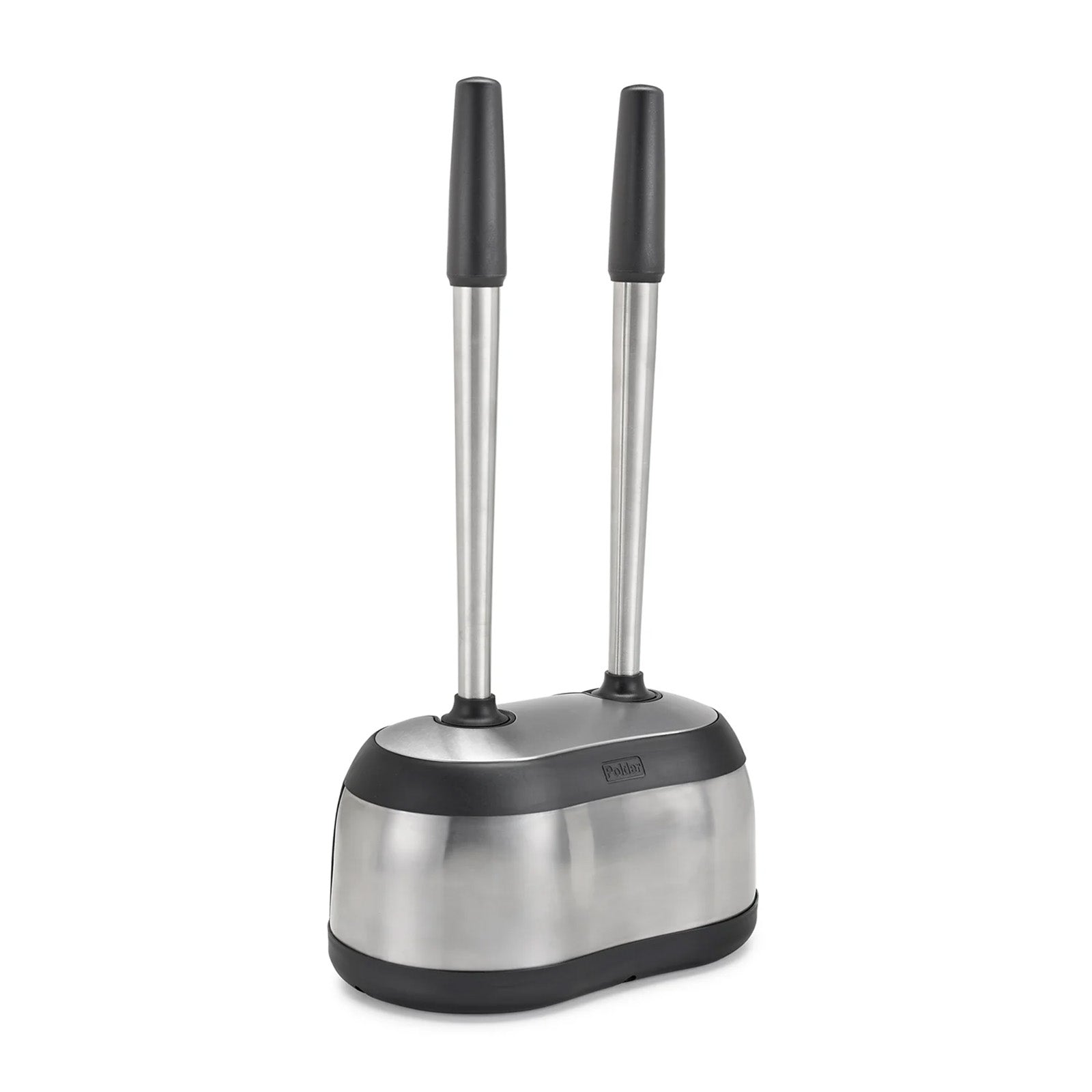 Polder Stainless-Steel Dual Bath Caddy with Toilet Brush and Plunger, Black