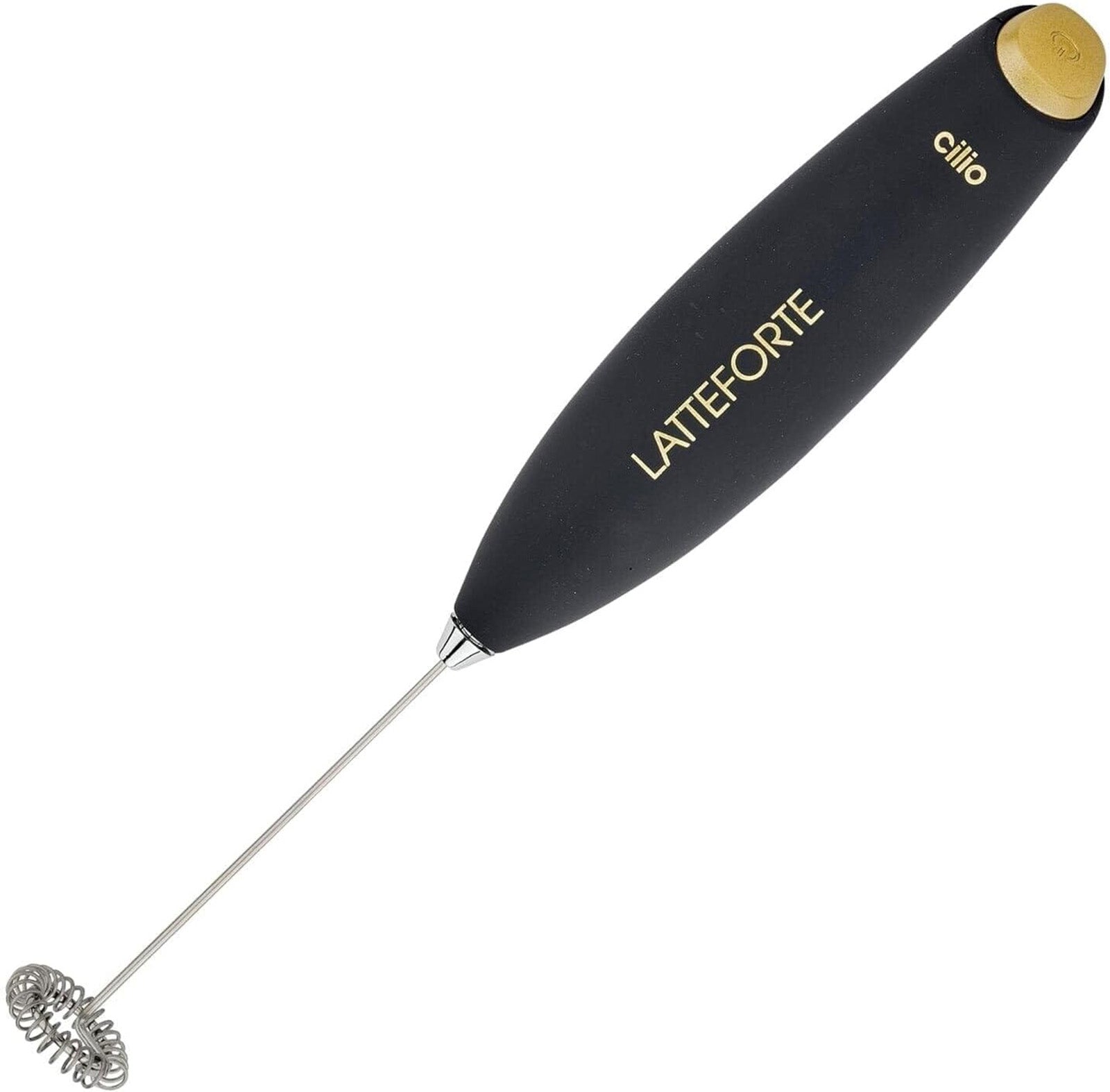 Cilio Latteforte Battery Powered Milk Frother with Stainless Steel Stand, Black Matte