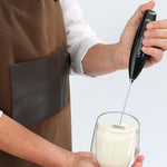Cilio Latteforte Battery Powered Milk Frother with Stainless Steel Stand, Black Matte