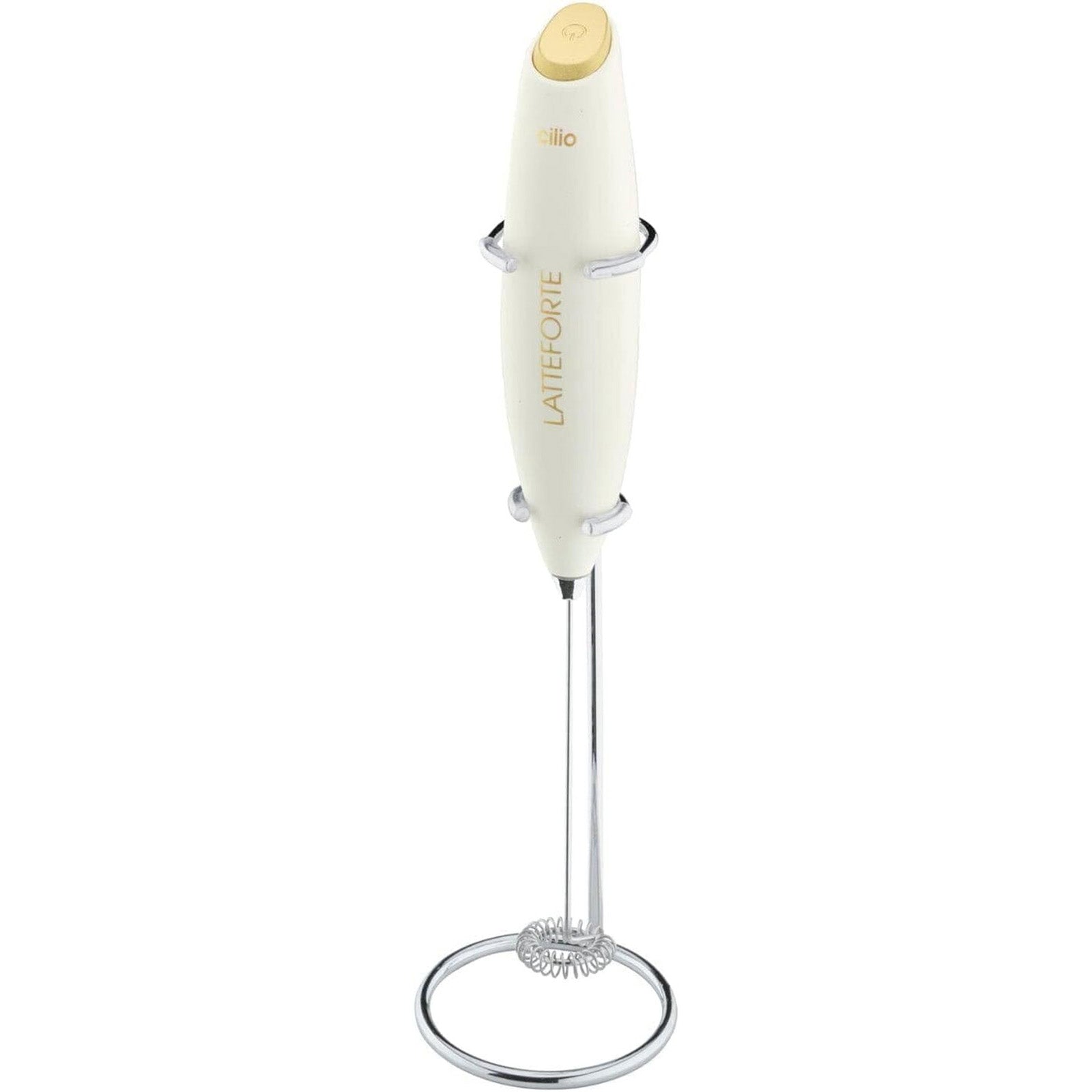 Cilio Latteforte Battery Powered Milk Frother with Stainless Steel Stand, White
