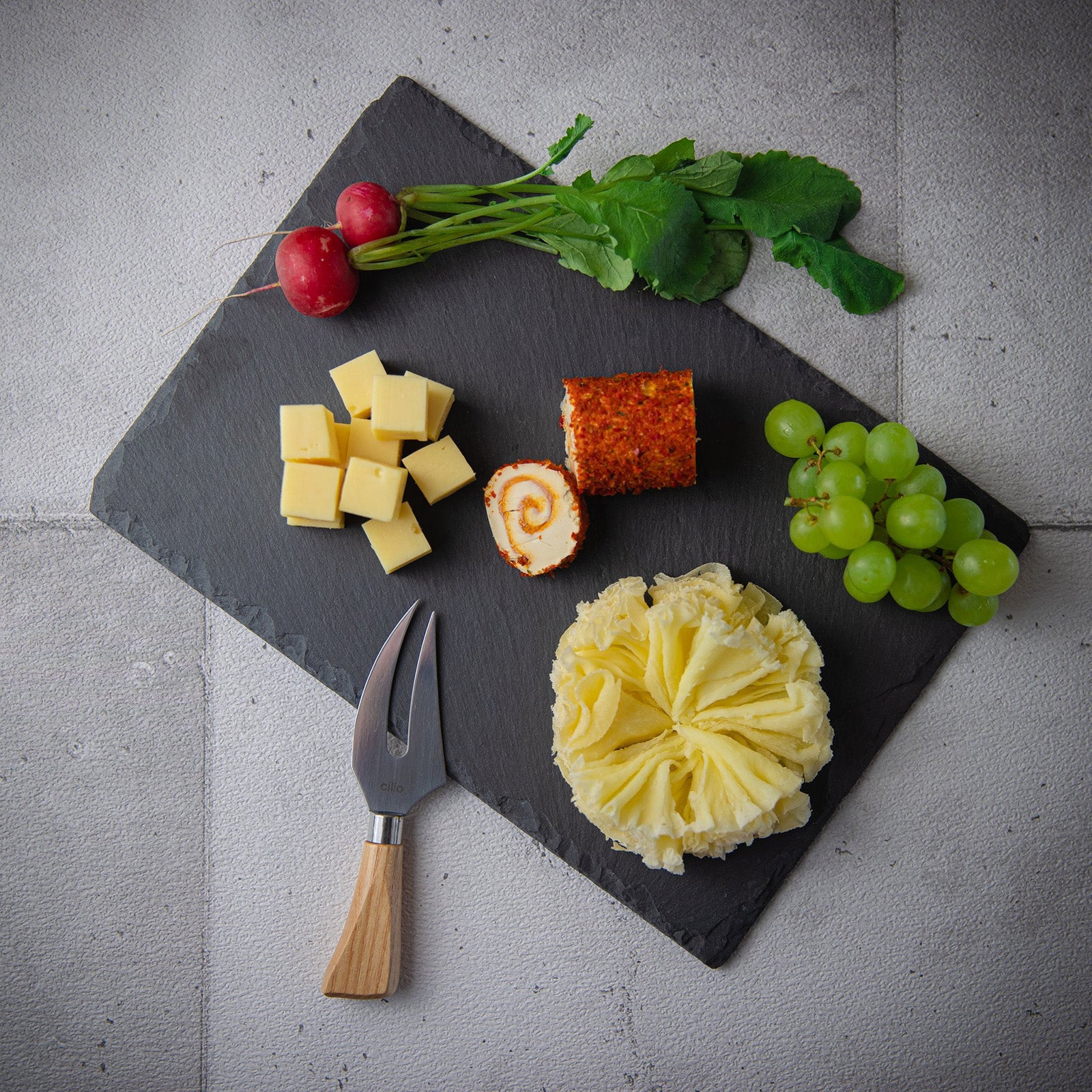 Cilio Slate Serving Board for Cheese and Appetizers, Rectangular, 11.8-Inch  x 7.9-Inch