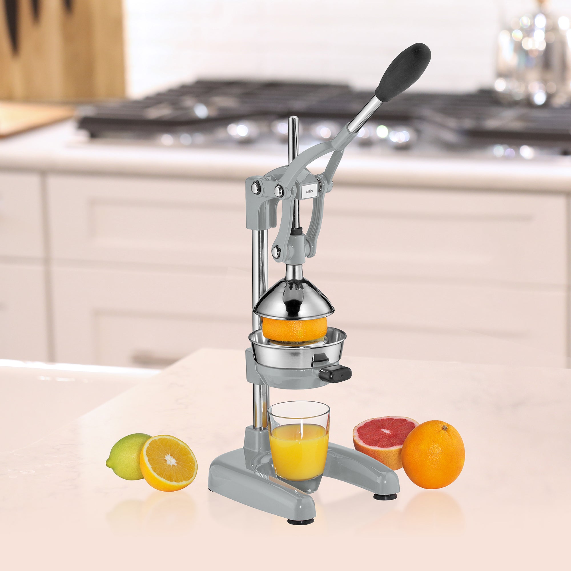 Cilio Commercial Grade Citrus Juice Press, Silver Matte