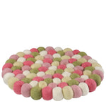 Cilio Fair Trade Virgin Sheep Wool Trivet, Handcrafted in Nepal, 8.5-Inch Round, Pink/Green