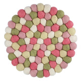 Cilio Fair Trade Virgin Sheep Wool Trivet, Handcrafted in Nepal, 8.5-Inch Round, Pink/Green