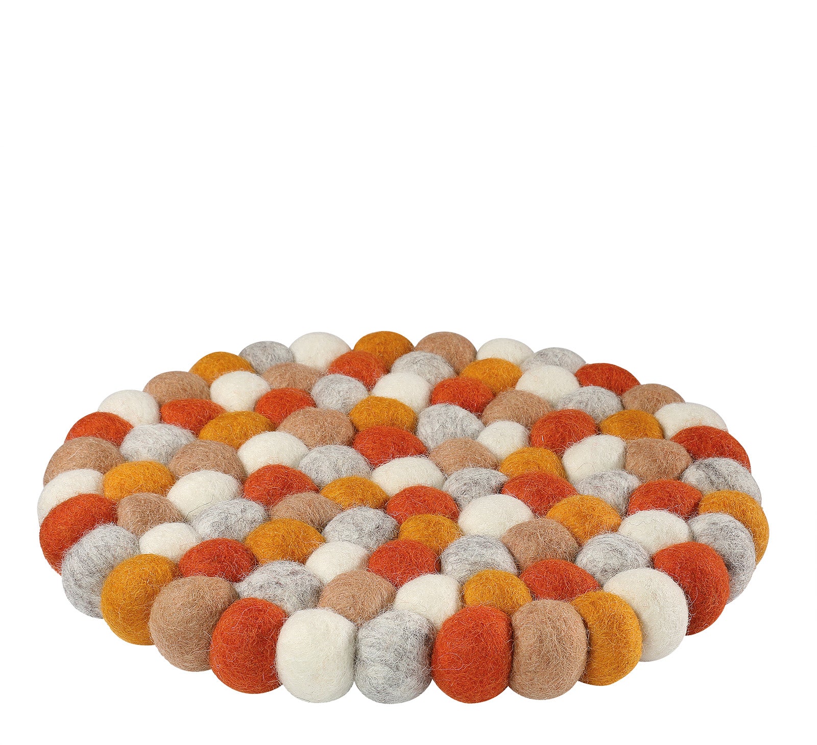 Cilio Fair Trade Virgin Sheep Wool Trivet, Handcrafted in Nepal, 8.5-Inch Round, Orange/Gray
