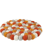 Cilio Fair Trade Virgin Sheep Wool Trivet, Handcrafted in Nepal, 8.5-Inch Round, Orange/Gray