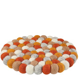 Cilio Fair Trade Virgin Sheep Wool Trivet, Handcrafted in Nepal, 8.5-Inch Round, Orange/Gray