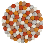 Cilio Fair Trade Virgin Sheep Wool Trivet, Handcrafted in Nepal, 8.5-Inch Round, Orange/Gray