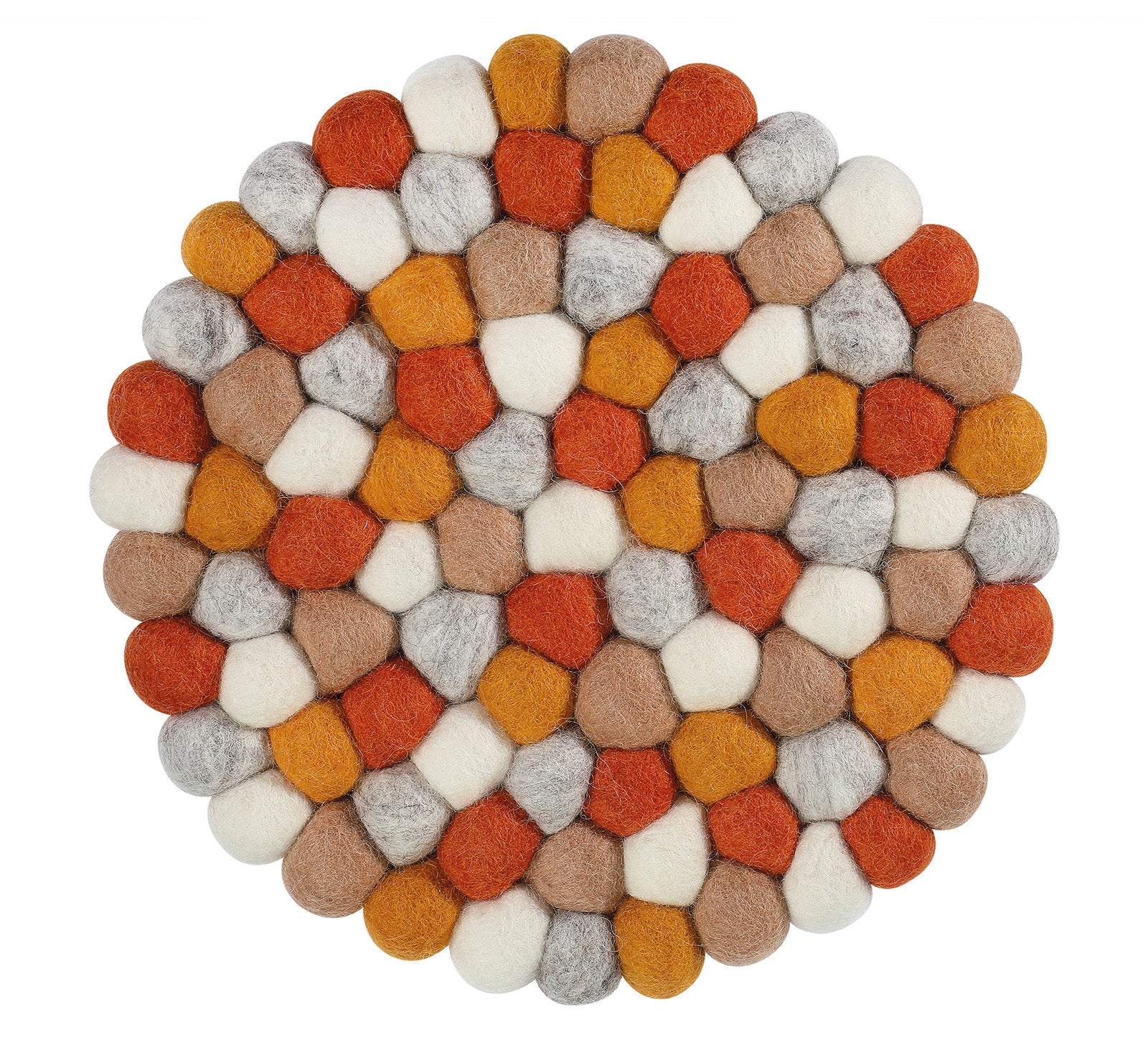 Cilio Fair Trade Virgin Sheep Wool Trivet, Handcrafted in Nepal, 8.5-Inch Round, Orange/Gray