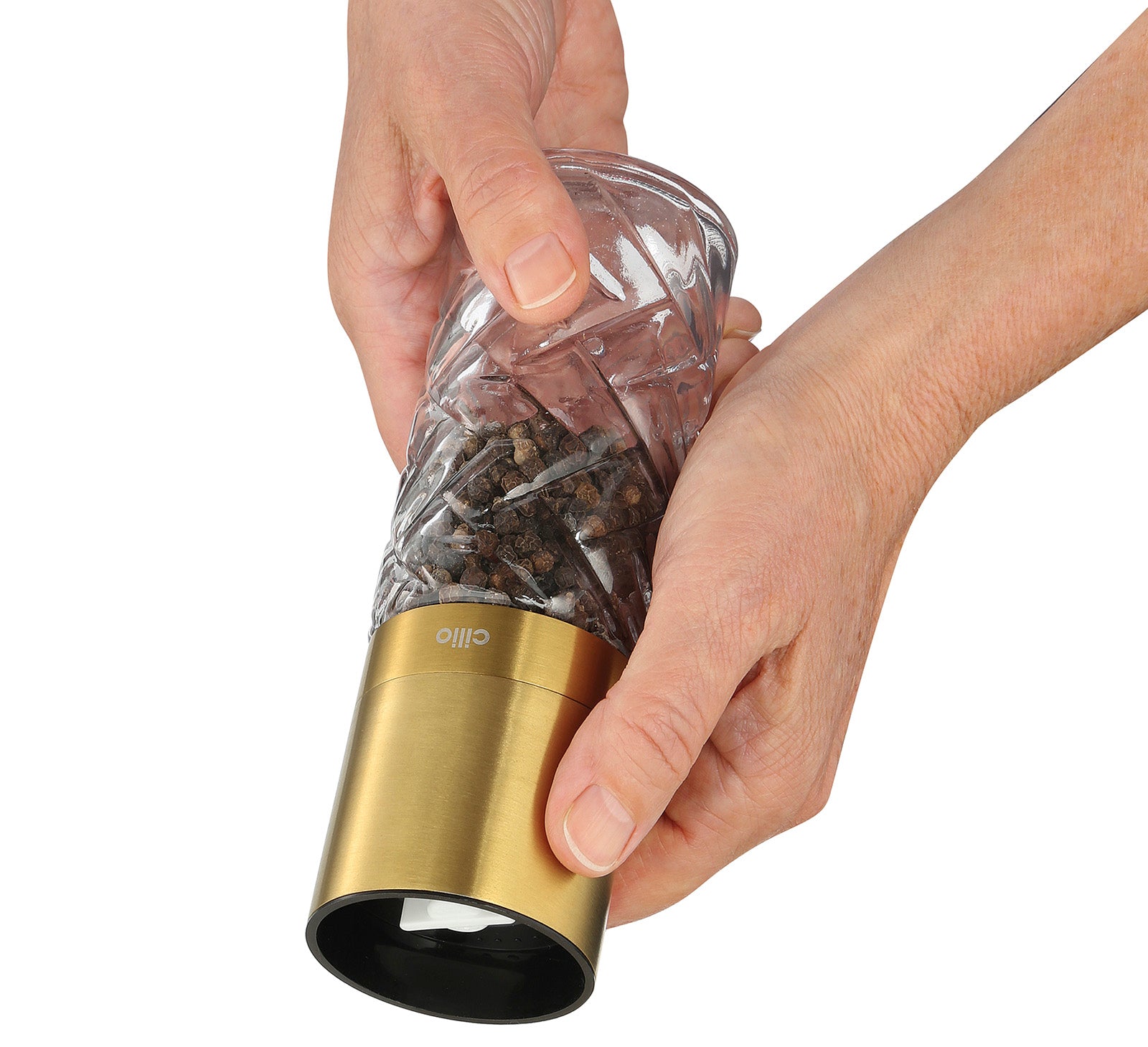 Cilio Cristallo Salt or Pepper Mill 2 Piece Set, Gold