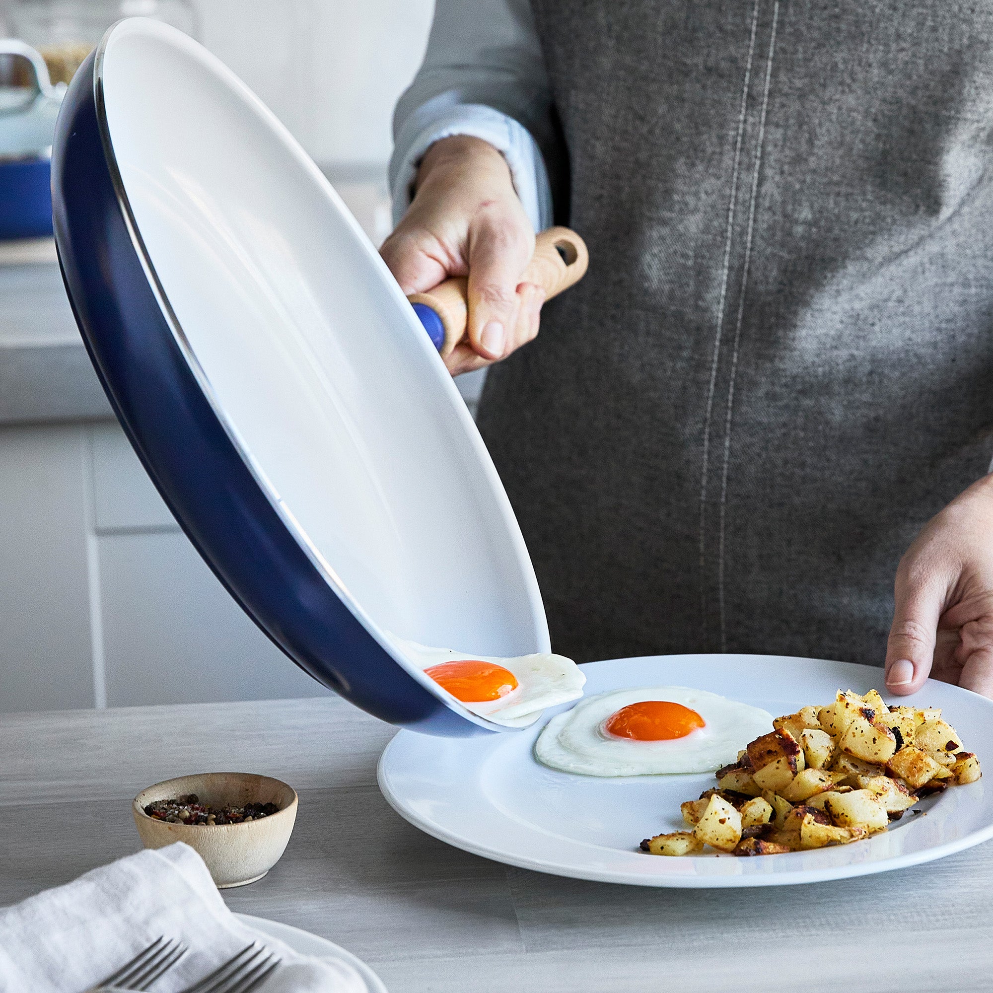 GreenPan Mid Century Modern Healthy Ceramic Cookware Set, 12-Inch Fry Pan, 1.6 Qt Saucepan, 2.8 Qt Saute Pan, Navy Blue