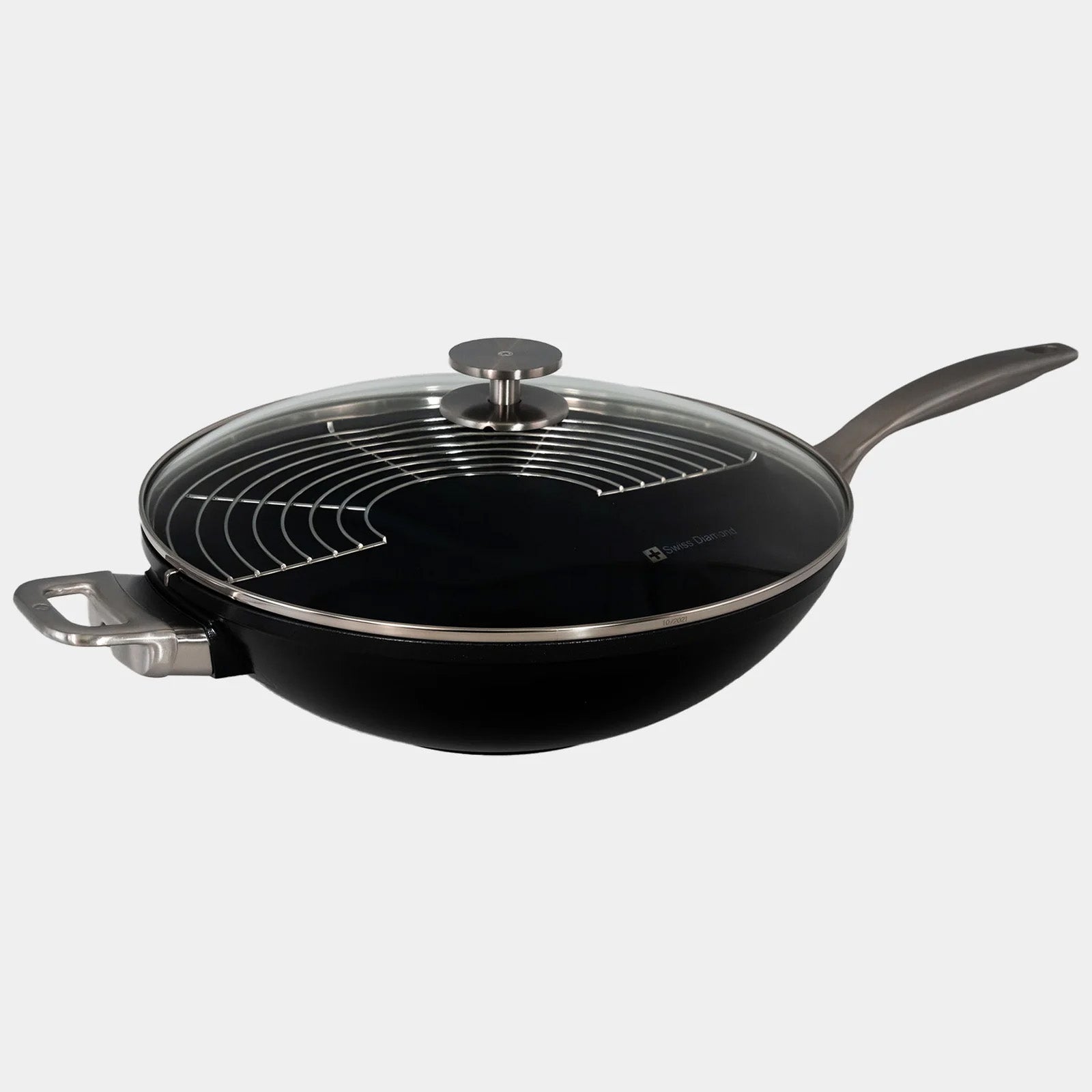 Swiss Diamond CHD Nonstick Wok with Glass Lid, 12.5-Inch