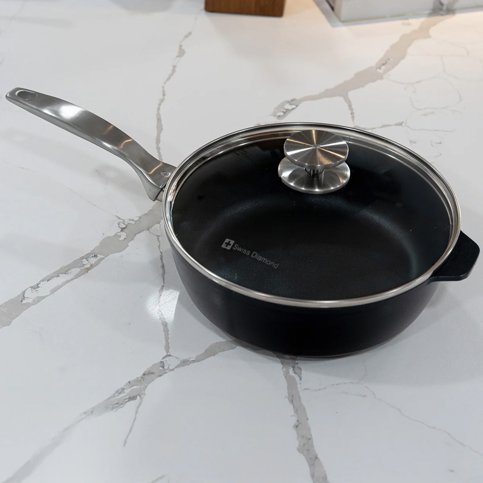 Swiss Diamond CHD Nonstick Saute Pan with Glass Lid, 3.2 qt