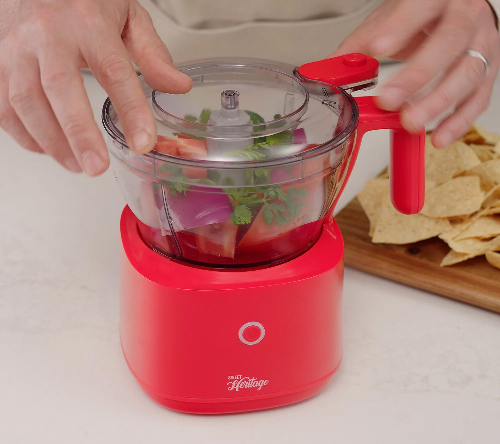 Henning Lee Carla Hall 2-in-1 Cordless Chopper, 4.2 Cup, Tomato