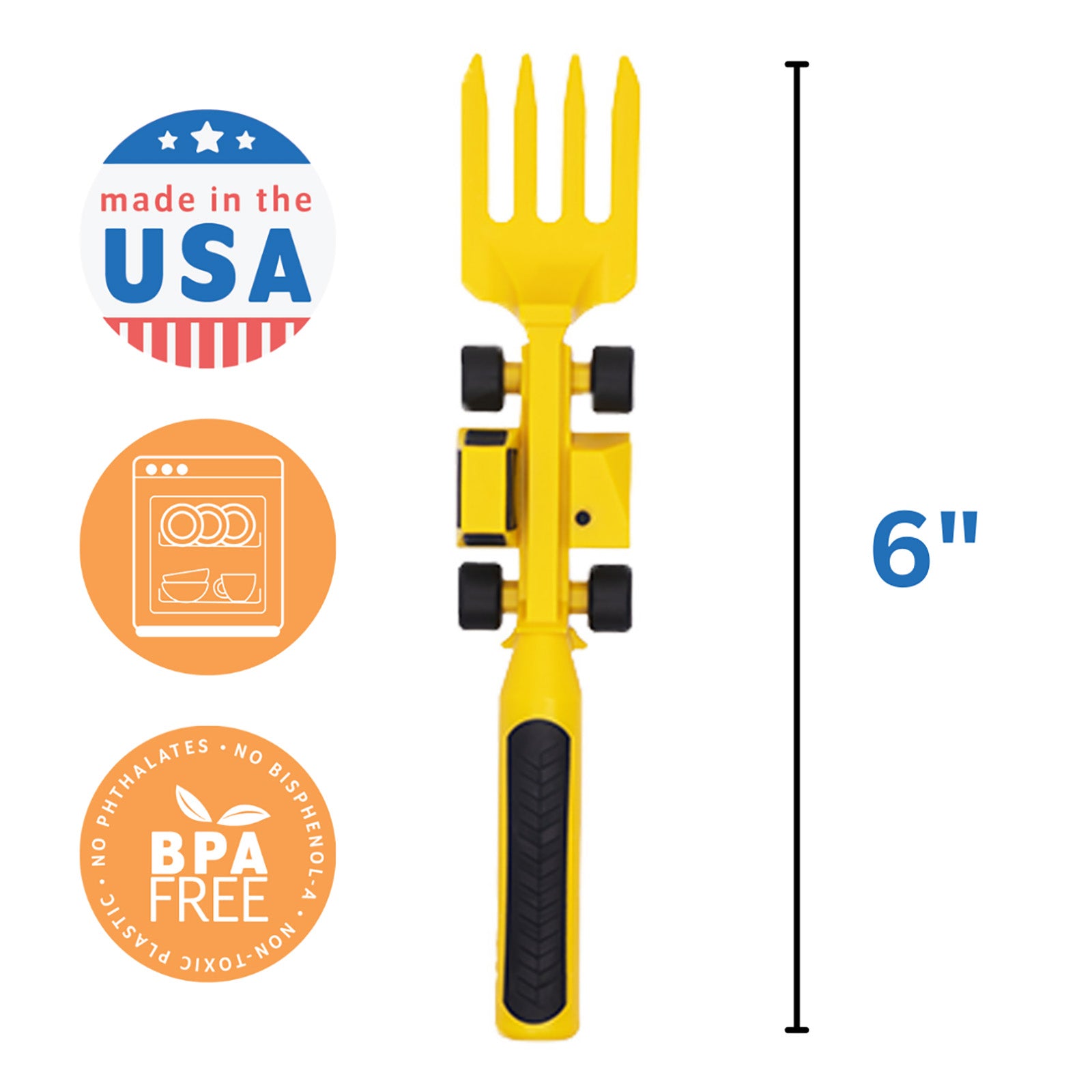 Constructive Eating Construction Utensil and Divided Plate Set for Kids and Toddlers