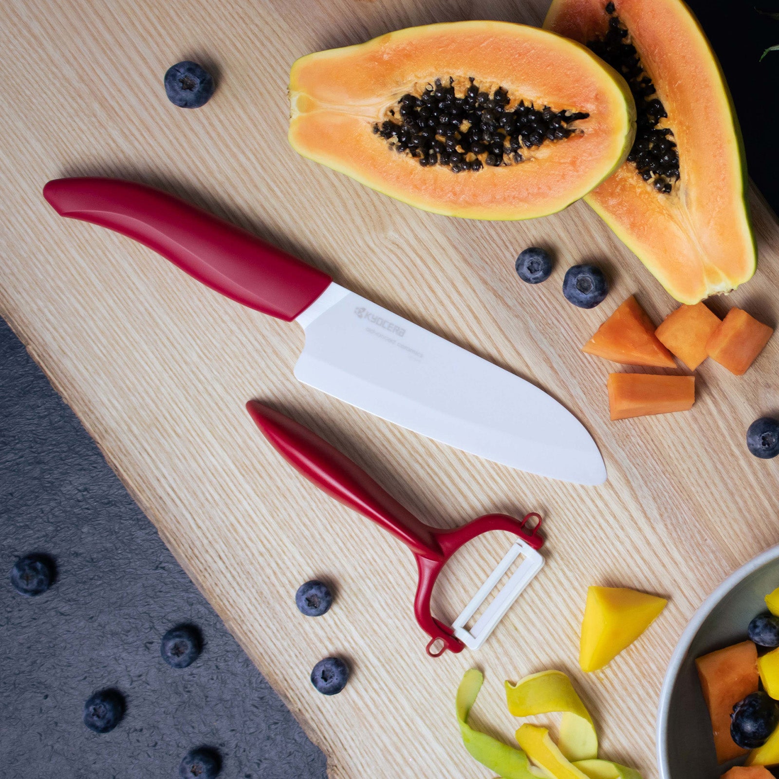 Kyocera Advanced Ceramic Horizontal Y Peeler, Red