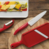 Kyocera Advanced Ceramic Vertical Double Edge Blade Vegetable Peeler, Red