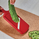 Kyocera Advanced Ceramics Adjustable Mandoline Slicer w/ Handguard, Red
