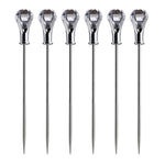 Prodyne Diamond Head Martini Picks, Set of 6, Acrylic and Stainless Steel