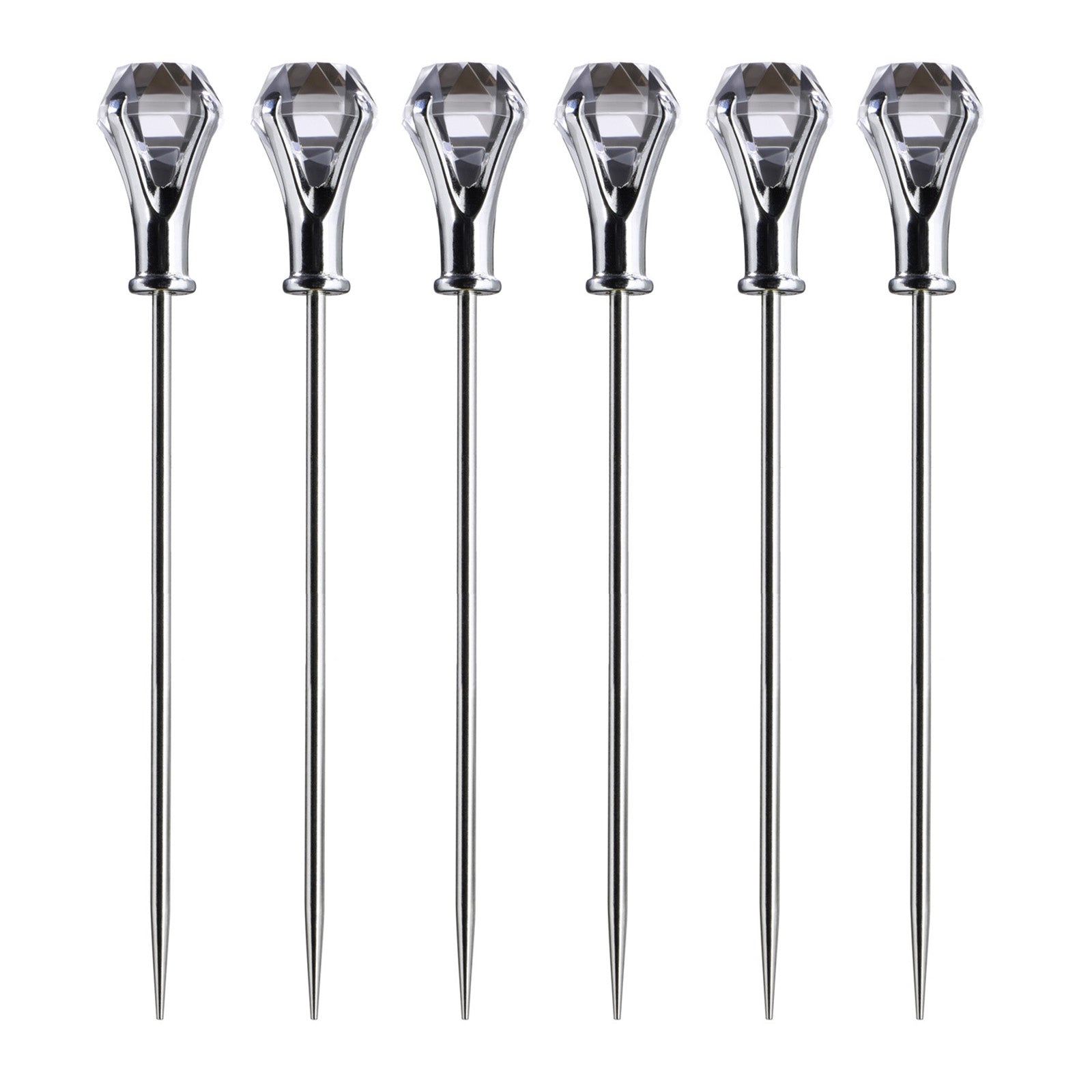 Prodyne Diamond Head Martini Picks, Set of 6, Acrylic and Stainless Steel