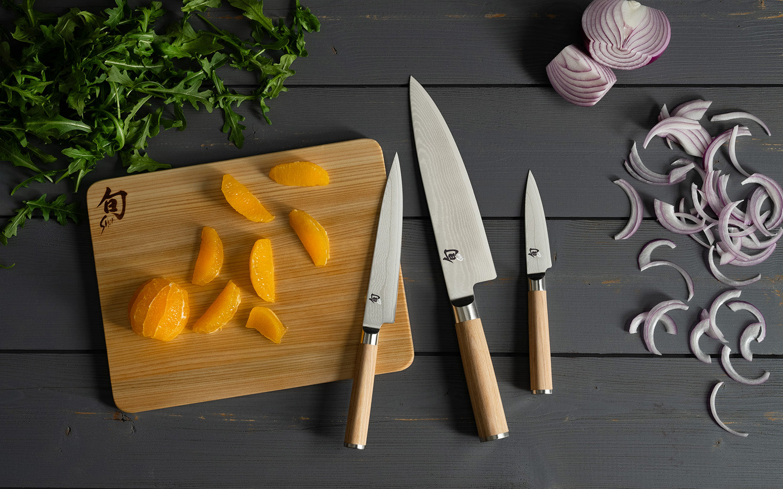Shun Classic Blonde 3 Piece Starter Set, Chef's Knife, Paring Knife, Utility Knife