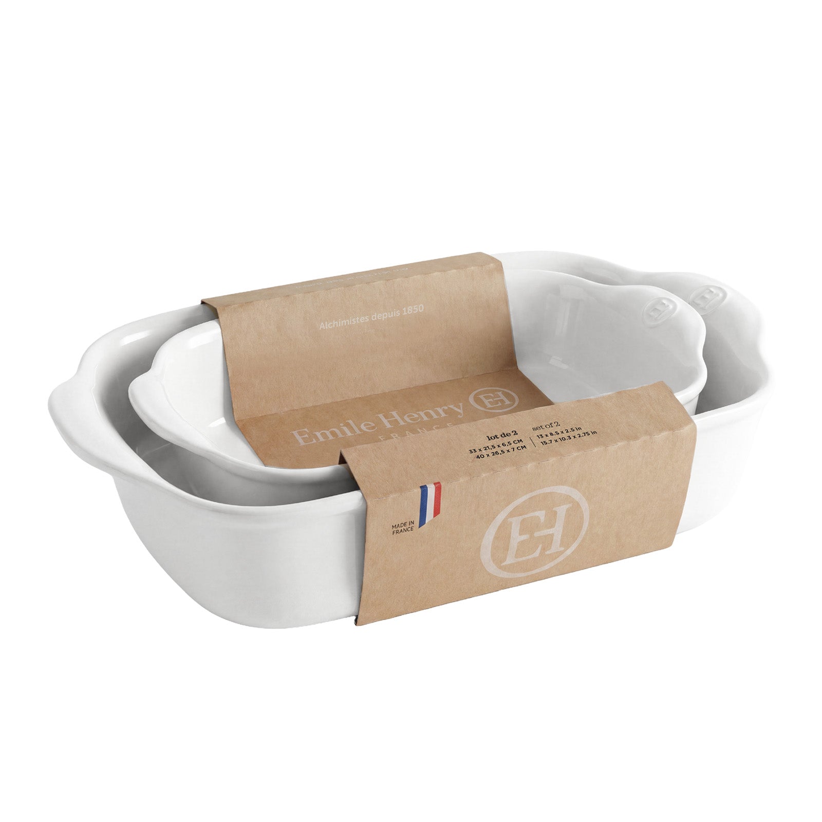 Emile Henry Rectangular Baking Dish, Set of 2, 1.25 qt, 2.4 qt, Flour