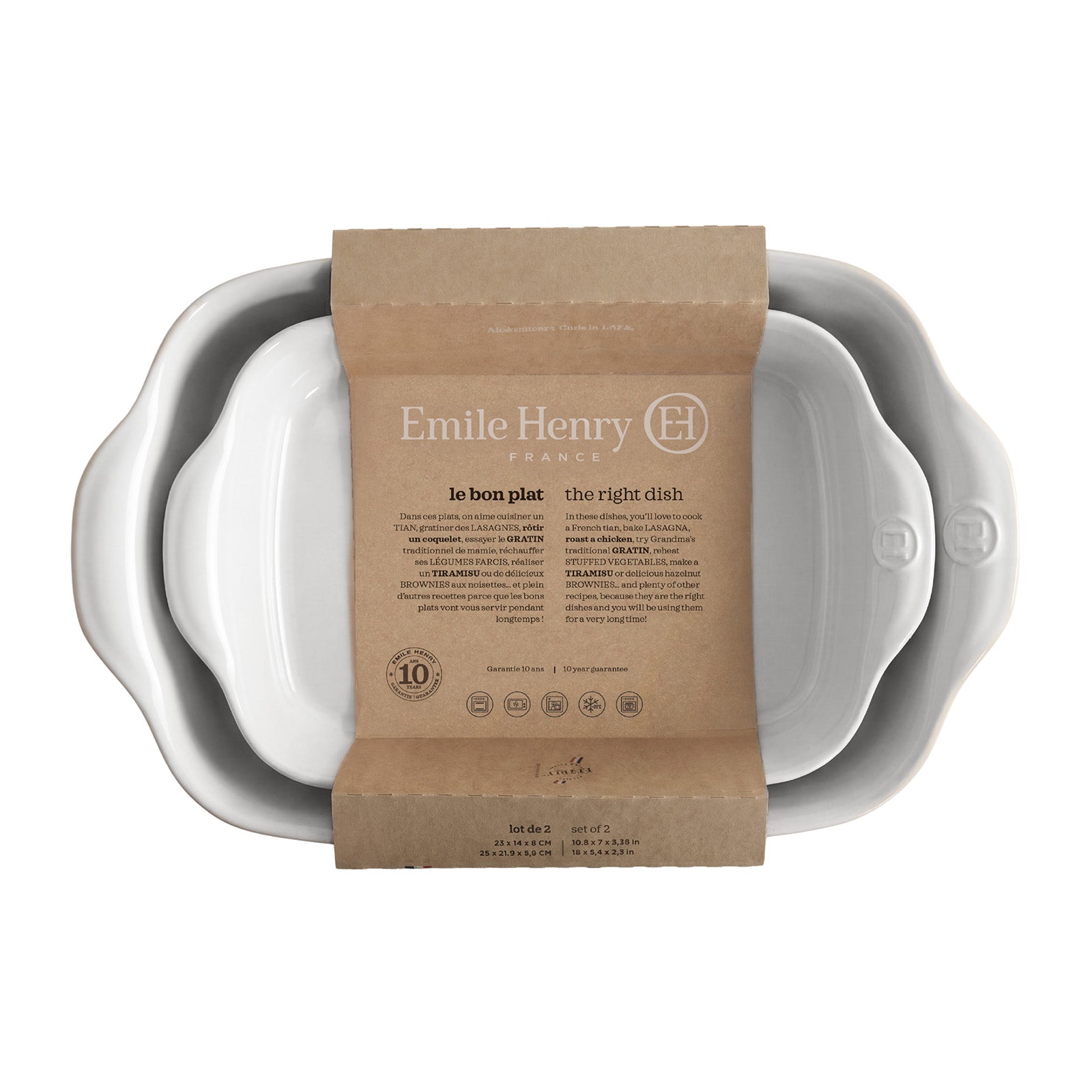 Emile Henry Rectangular Baking Dish, Set of 2, 1.25 qt, 2.4 qt, Flour