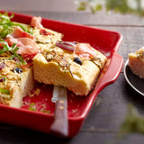 Emile Henry Foccacia Bread Pan and Detroit Style Pizza Pan, Burgundy