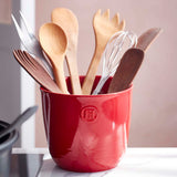 Emile Henry Large Utensil Pot, 6.3-Inch Diameter x 6.7-Inch High, Burgundy