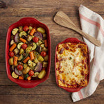 Emile Henry Rectangular Baking Dish, Set of 2, 2.4 qt, 3.8 qt, Burgundy