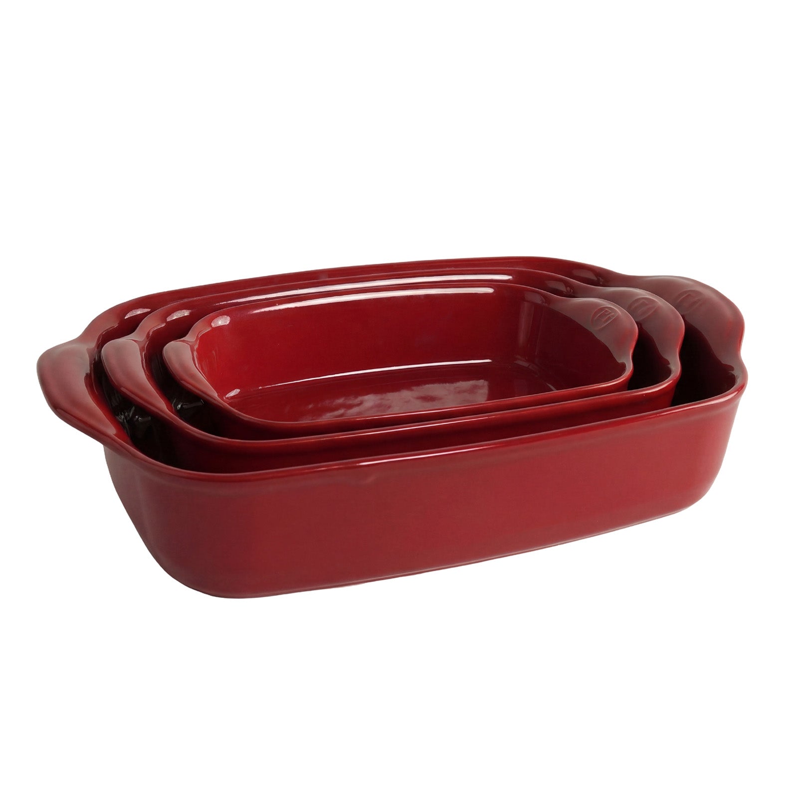 Emile Henry Rectangular Baking Dish, Set of 3, 1.25 qt, 2.4 qt, 3.8 qt, Burgundy