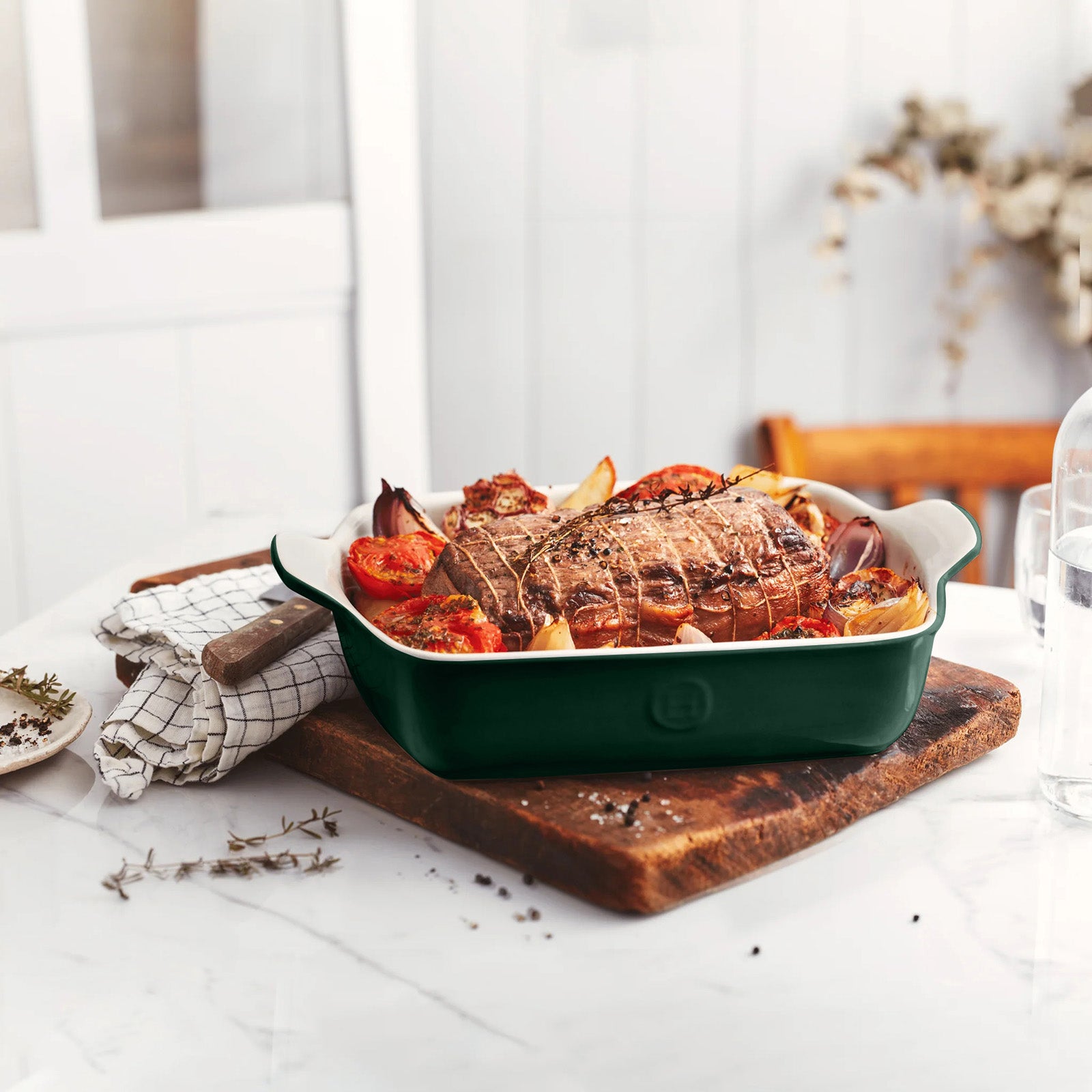 Emile Henry HR Modern Classics Square Baking Dish, 9" x 9", Evergreen