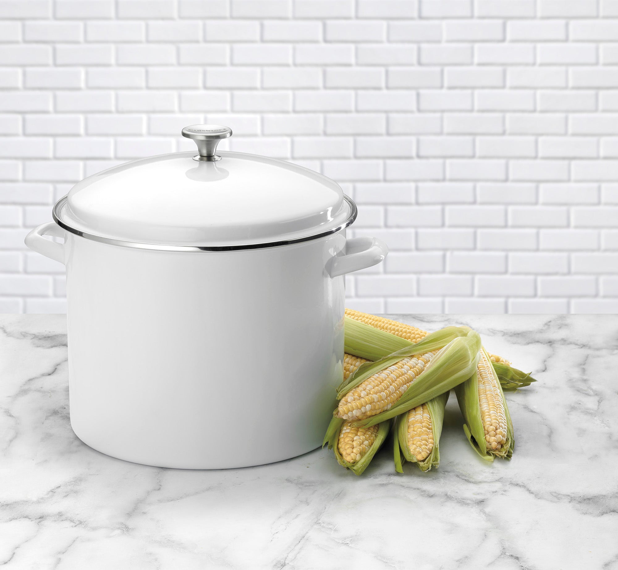 Cuisinart Enamel On Steel 16 Qt. Stockpot w/Cover - White