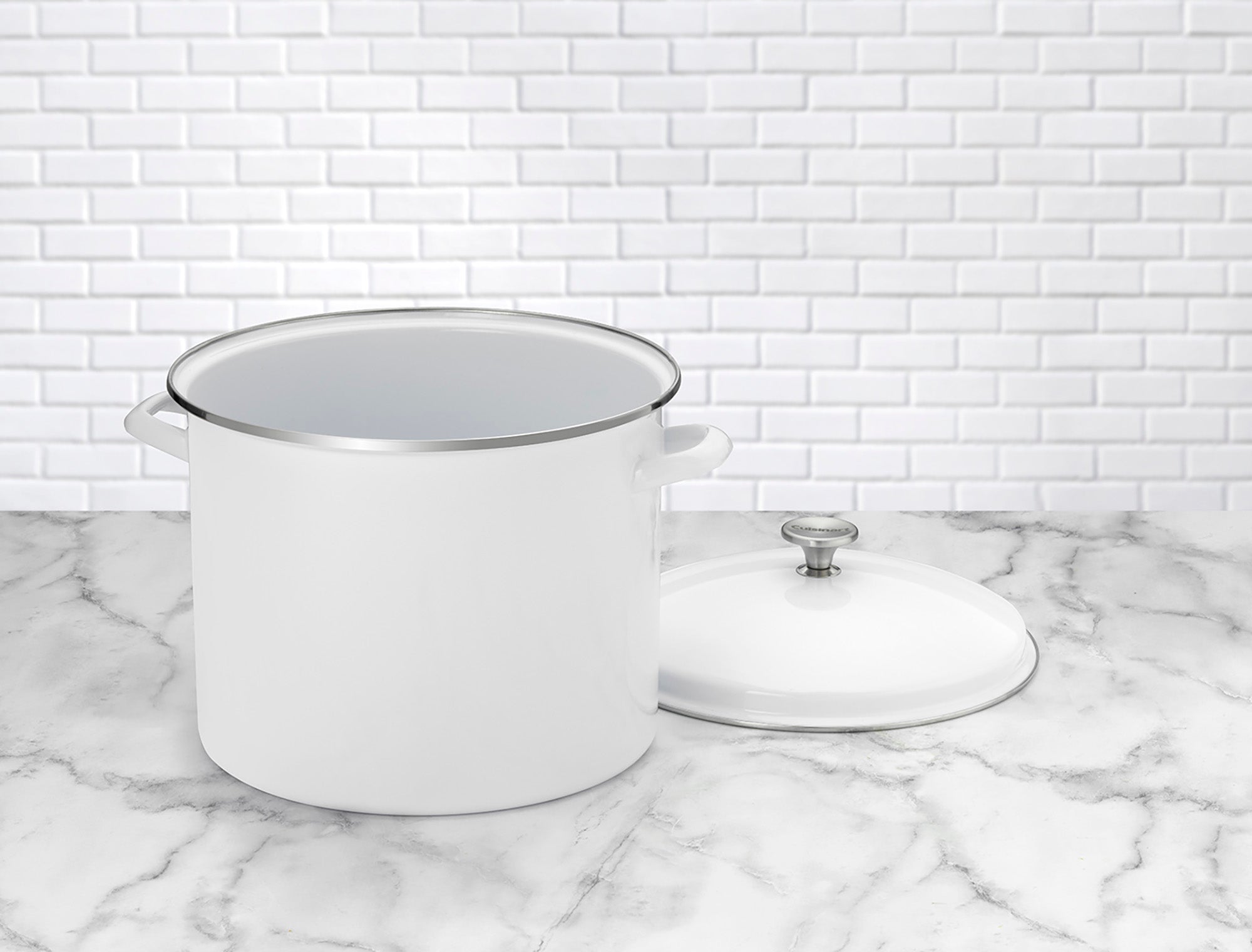 Cuisinart Enamel On Steel 16 Qt. Stockpot w/Cover - White