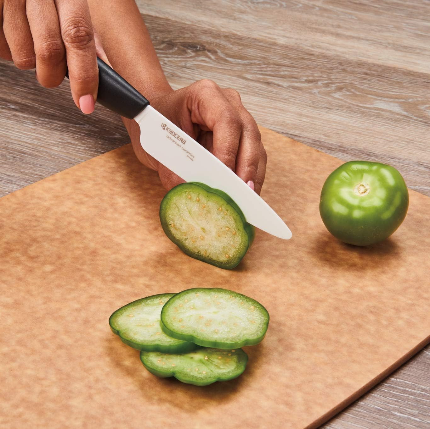 Kyocera Revolution 4-Piece Ceramic Knife Set - 7" Chef's Santoku, 5.5" Santoku, 4.5" Utility & 3" Paring Knives