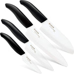 Kyocera Revolution 4-Piece Ceramic Knife Set - 7" Chef's Santoku, 5.5" Santoku, 4.5" Utility & 3" Paring Knives