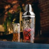 Final Touch Yarai Glass Cocktail Shaker & Jigger Set, Stainless Steel