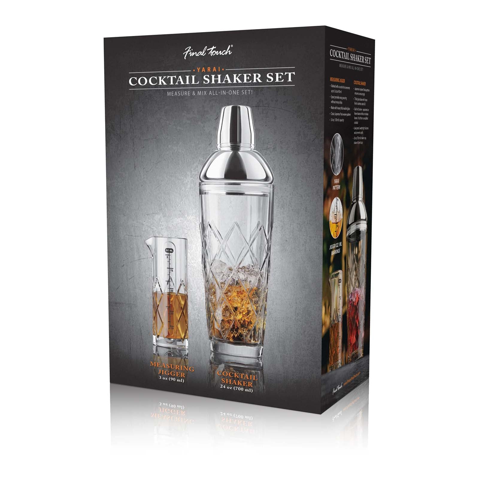 Final Touch Yarai Glass Cocktail Shaker & Jigger Set