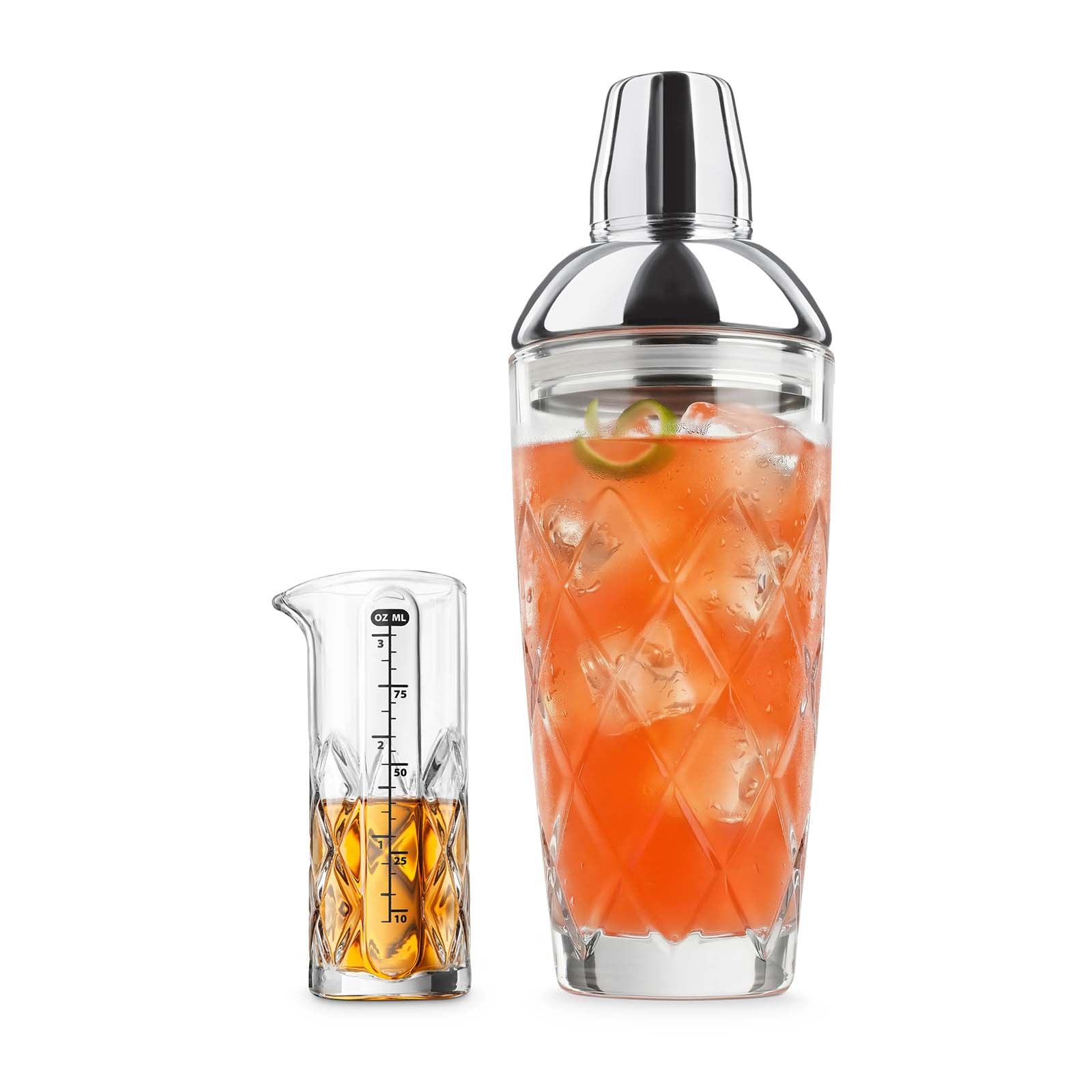 Final Touch Yarai Glass Cocktail Shaker & Jigger Set