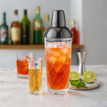 Final Touch Yarai Glass Cocktail Shaker & Jigger Set, Black Chrome