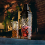 Final Touch Yarai Glass Cocktail Shaker & Jigger Set, Black Chrome