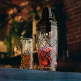 Final Touch Yarai Glass Cocktail Shaker & Jigger Set, Black Chrome