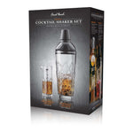 Final Touch Yarai Glass Cocktail Shaker & Jigger Set, Black Chrome