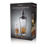Final Touch Yarai Glass Cocktail Shaker & Jigger Set, Black Chrome