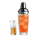 Final Touch Yarai Glass Cocktail Shaker & Jigger Set, Black Chrome