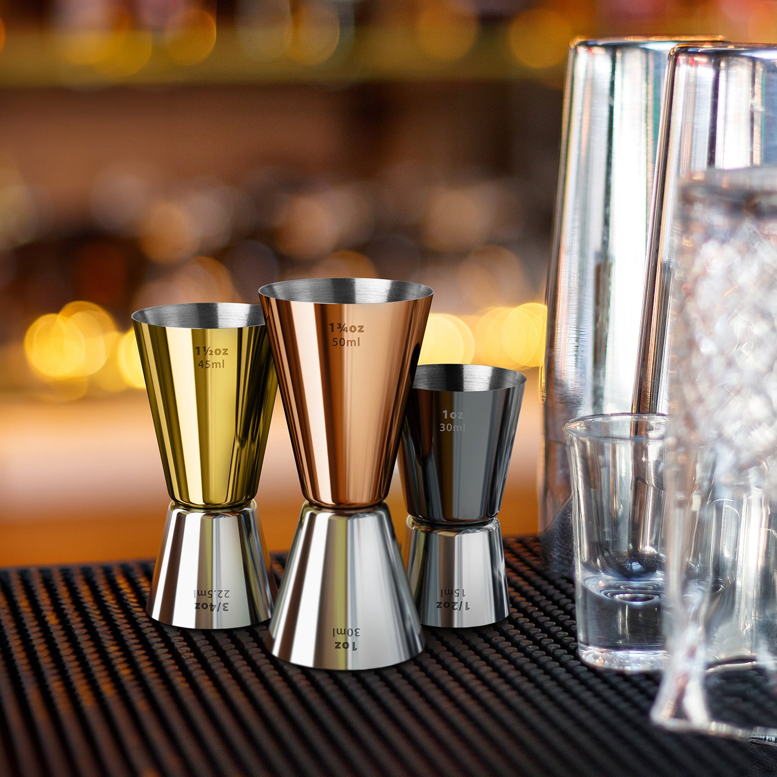 Final Touch Mixed Metal Jigger Set - Set of 3